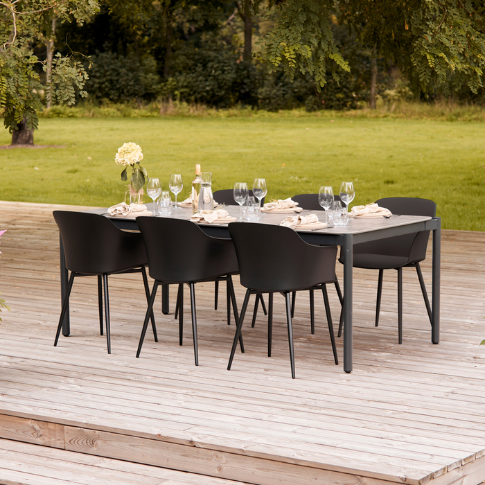 Havebord 205 x 104 cm i sort Grey Stone Look